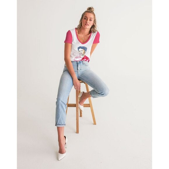 Frida Portrait Women's V-Neck Tee - Picture 6 of 6